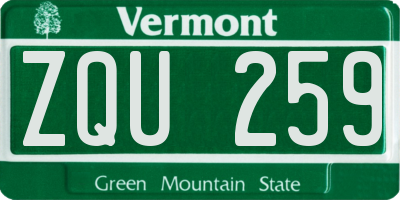 VT license plate ZQU259