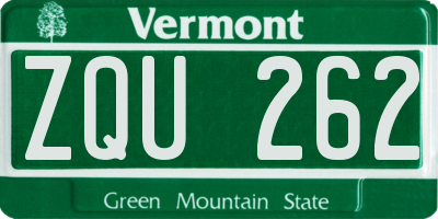 VT license plate ZQU262