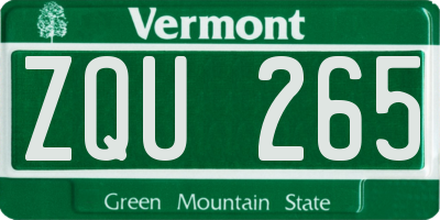 VT license plate ZQU265