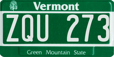 VT license plate ZQU273