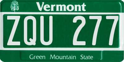 VT license plate ZQU277