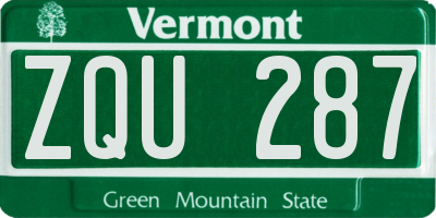 VT license plate ZQU287