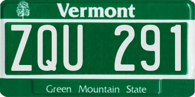 VT license plate ZQU291
