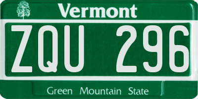 VT license plate ZQU296