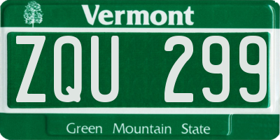 VT license plate ZQU299
