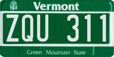 VT license plate ZQU311
