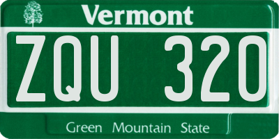VT license plate ZQU320