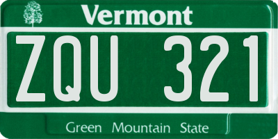 VT license plate ZQU321