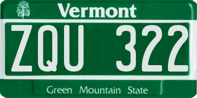 VT license plate ZQU322