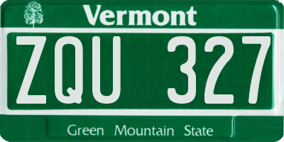 VT license plate ZQU327