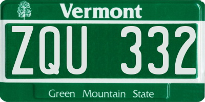 VT license plate ZQU332
