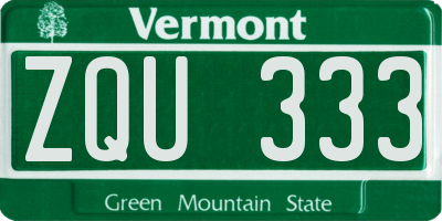 VT license plate ZQU333