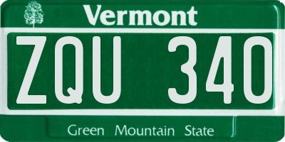 VT license plate ZQU340