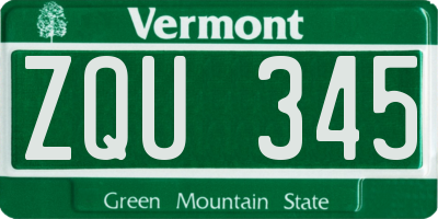 VT license plate ZQU345