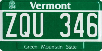 VT license plate ZQU346