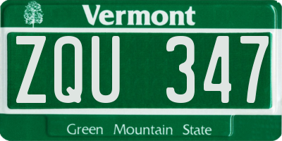 VT license plate ZQU347