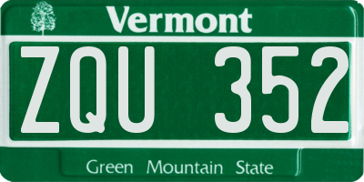 VT license plate ZQU352