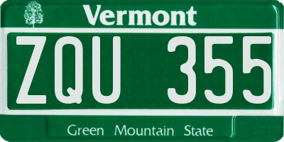 VT license plate ZQU355