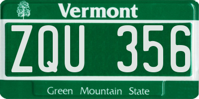 VT license plate ZQU356