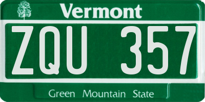VT license plate ZQU357
