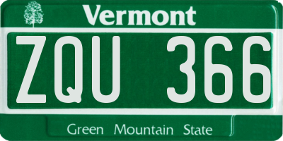 VT license plate ZQU366