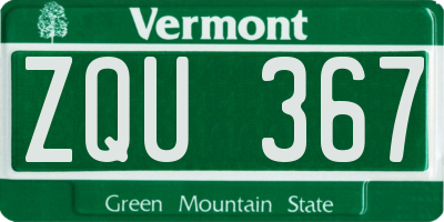 VT license plate ZQU367