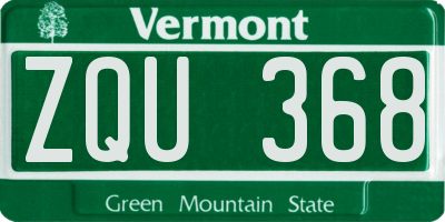 VT license plate ZQU368