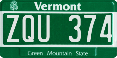 VT license plate ZQU374