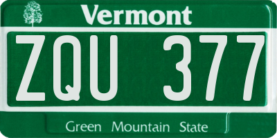 VT license plate ZQU377