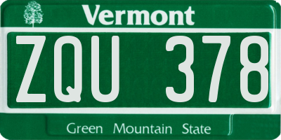 VT license plate ZQU378