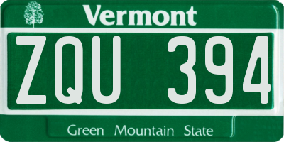 VT license plate ZQU394
