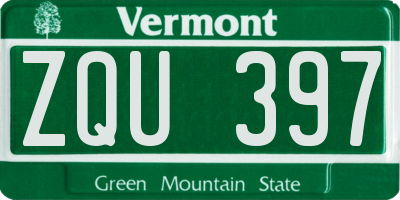 VT license plate ZQU397
