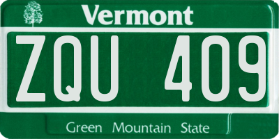 VT license plate ZQU409