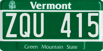 VT license plate ZQU415