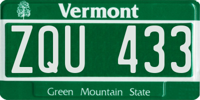 VT license plate ZQU433