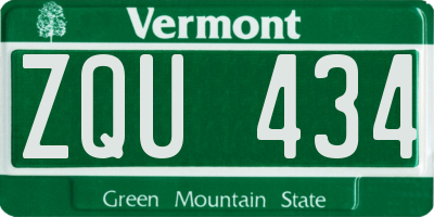 VT license plate ZQU434
