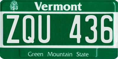 VT license plate ZQU436