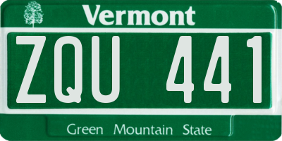 VT license plate ZQU441