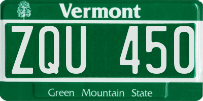 VT license plate ZQU450