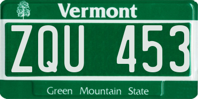 VT license plate ZQU453