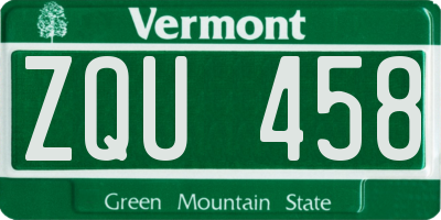 VT license plate ZQU458