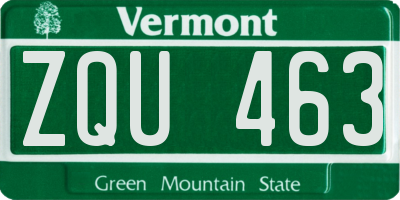 VT license plate ZQU463