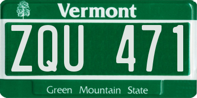VT license plate ZQU471