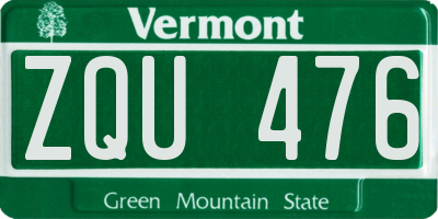 VT license plate ZQU476