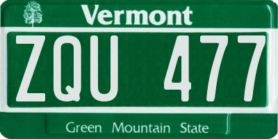 VT license plate ZQU477