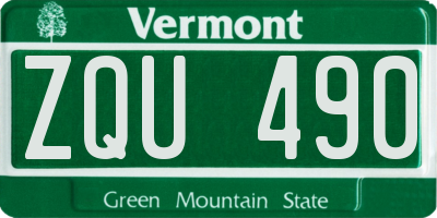 VT license plate ZQU490