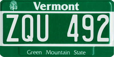 VT license plate ZQU492