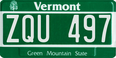 VT license plate ZQU497