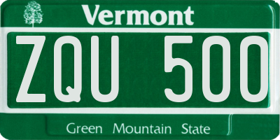 VT license plate ZQU500