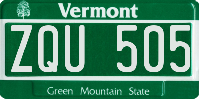 VT license plate ZQU505